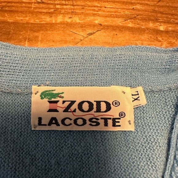 VERY RARE VINTAGE Izod/Lacoste Baby Blue Cardigan (XL) - Picture 2 of 3